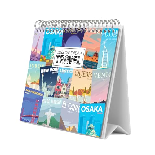Grupo Erik Kalender 2025 Tischkalender Travel Reisen Kalender 2025 Familienplaner Tischkalender 2025 zum Aufstellen 20 x 17 cm Jahreskalender 2025 von Grupo Erik