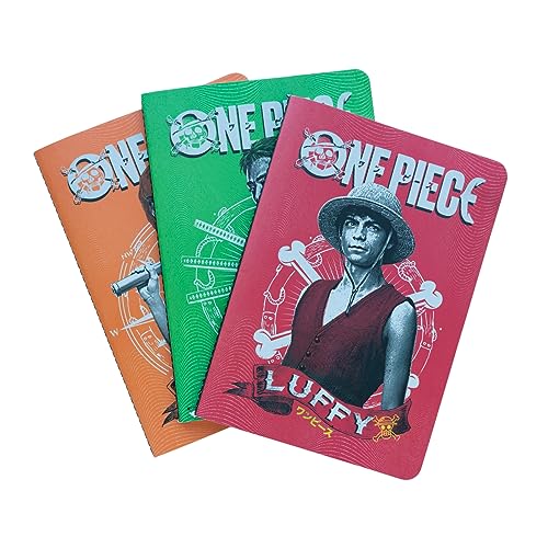 Grupo Erik Netflix One Piece 3er Pack Notizbücher A5 - Notizbuch klein A5-1 Notizbuch Liniert 1 Notizbuch Dotted 1 Notizbuch Blanko - Notizblock A5 One Piece Merch von Grupo Erik