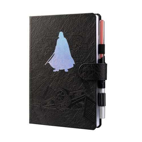 Grupo Erik Notizbuch A5 mit Laserschwert Stift Star Wars Darth Vader Notizbuch A5 Dotted - Notizbuch Klein - Reisetagebuch zum selberschreiben - Bullet Journal Dotted A5 Tagebuch Mädchen und Jungen von Grupo Erik