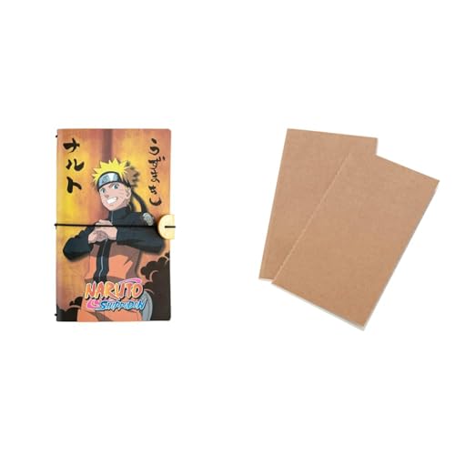 Grupo Erik Reisetagebuch zum Selberschreiben Naruto Bullet Journal Dotted Notizbuch + Ersatz Nachfüllpack Dotted Notebook 12x19,6 cm 40 Seiten liniert und 40 Seiten mit Punktraster von Grupo Erik