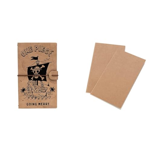 Grupo Erik Reisetagebuch zum Selberschreiben Netflix One Piece Bullet Journal Notizbuch + Ersatz Nachfüllpack Dotted Notebook 12x19,6 cm 40 Seiten liniert und 40 Seiten mit Punktraster von Grupo Erik