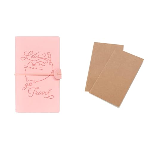 Grupo Erik Reisetagebuch zum Selberschreiben Pusheen Bullet Journal Dotted Notizbuch + Ersatz Nachfüllpack Dotted Notebook 12x19,6 cm 40 Seiten liniert und 40 Seiten mit Punktraster von Grupo Erik