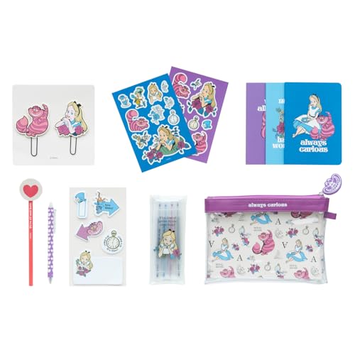 Grupo Erik Schreibwaren Disney Alice im Wunderland Kugelschreiber Bleistift mit Radiergummi - Federmäppchen Groß - Büroklammern - 4 Textmarker - Notizzettel Klebend Disney Fanartikel Grupo Erik Schreibwaren Disney Alice im Wunderland Kugelschreiber Bleistift mit Radiergummi - Federmäppchen Groß - Büroklammern - 4 Textmarker - Notizzettel Klebend Disney Fanartikel von Grupo Erik