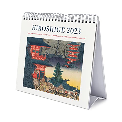 Grupo Erik Tischkalender 2023-Hiroshige Japanische Kunst Kalender 2023 Tischkalender-Tischkalender 2023 Quer Format-Tischkalender 2023 zum Aufstellen-FSC zertifiziert-Offizielle Lizenz von Grupo Erik