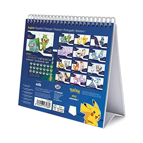 Grupo Erik Tischkalender 2023 - Pokemon Kalender 2023 Tischkalender - Anime Tischkalender 2023 Quer Format - Tischkalender 2023 zum Aufstellen - FSC zertifiziert - Offizielle Lizenz von Grupo Erik
