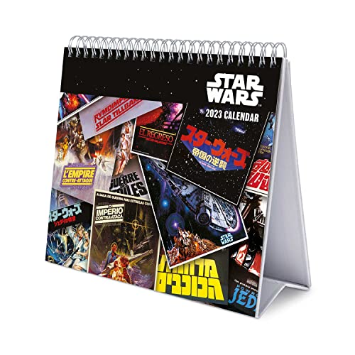 Grupo Erik Tischkalender 2023 - Star Wars klassiker Kalender 2023 Tischkalender - Tischkalender 2023 Quer Format - Tischkalender 2023 zum Aufstellen - FSC zertifiziert - Offizielle Lizenz von Grupo Erik