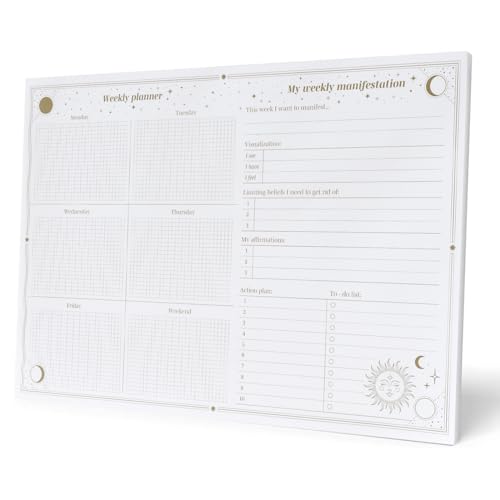 Grupo Erik Wochenplaner Block A4 Kalender Planer Astral Tischkalender Block - Kalender Planer - Tischplaner A4 - Tischkalender ohne Datum - Schreibtischunterlage Papier von Grupo Erik