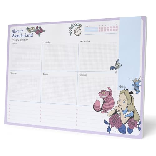 Grupo Erik Wochenplaner Block A4 Kalender Planer Disney Alice im Wunderland Tischkalender Block - Kalender Planer - Tischplaner A4 - Tischkalender ohne Datum - Schreibtischunterlage Papier von Grupo Erik