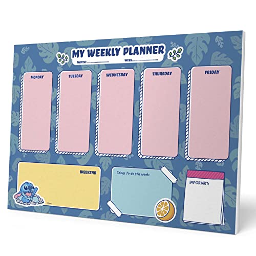 Grupo Erik Wochenplaner Block A4 Kalender Planer Disney Stitch - Tischplaner A4 - Tischkalender ohne Datum - Schreibtischunterlage Papier von Grupo Erik