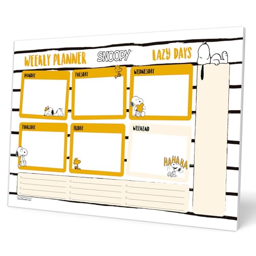 Grupo Erik Wochenplaner Block A4 Kalender Planer Peanuts Snoopy Tischkalender Block - Kalender Planer - Tischplaner A4 Tischkalender ohne Datum - Schreibtischunterlage Papier von Grupo Erik
