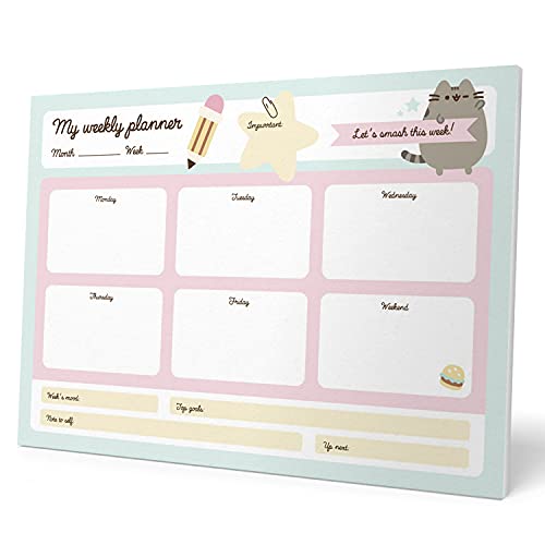 Grupo Erik Wochenplaner Block A4 Kalender Planer Pusheen Foodie Collection -Tischplaner A4 - Tischkalender ohne Datum - Schreibtischunterlage Papier von Grupo Erik