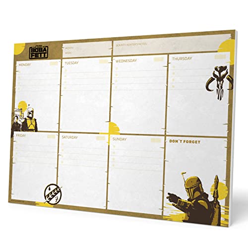 Grupo Erik Wochenplaner Block A4 Kalender Planer Star Wars Tischkalender Block - Kalender Planer The Book of Boba Fett - Tischplaner A4 - Tischkalender ohne Datum - Schreibtischunterlage Papier von Grupo Erik