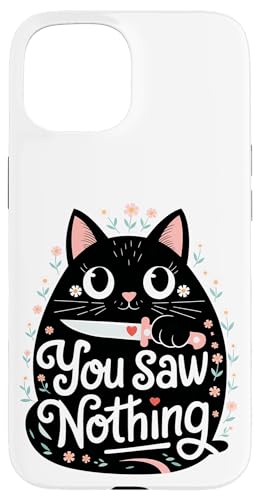 Schwarze Katzen Horror Gothic Halloween Katze Hülle für iPhone 15 von Gruselig Unheimliche Katze Halloween Geschenk