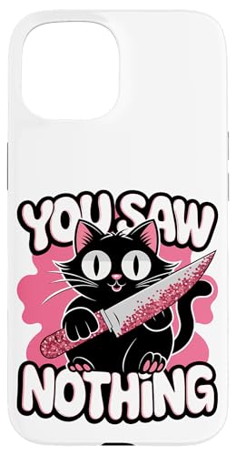 Schwarze Katzen Horror Gothic Halloween Katze Hülle für iPhone 15 von Gruselig Unheimliche Katze Halloween Geschenk