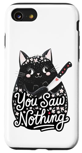 Schwarze Katzen Horror Gothic Halloween Katze Hülle für iPhone SE (2020) / 7 / 8 von Gruselig Unheimliche Katze Halloween Geschenk