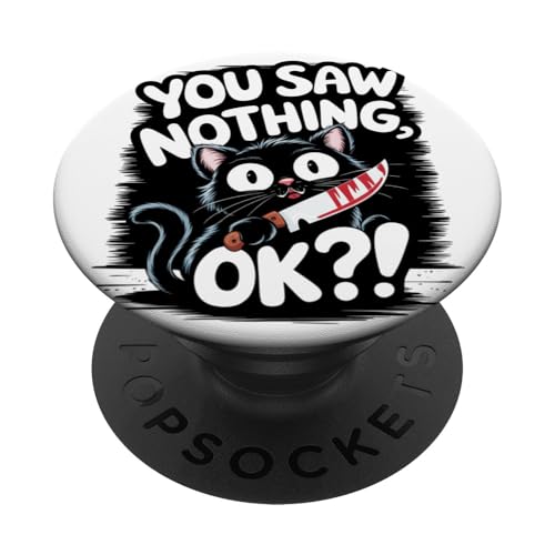 Schwarze Katzen Horror Gothic Halloween Katze PopSockets Klebender PopGrip von Gruselig Unheimliche Katze Halloween Geschenk