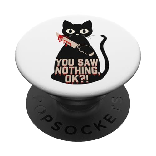 Schwarze Katzen Horror Gothic Halloween Katze PopSockets Klebender PopGrip von Gruselig Unheimliche Katze Halloween Geschenk