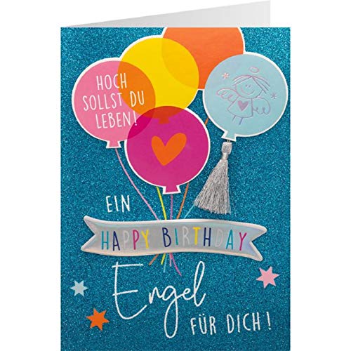 Sheepworld, Gruss & Co - 90958 - Klappkarte, Schutzengel, Nr. 16, Geburtstag, Hoch sollst Du leben! Ein Happy Birthday Engel für Dich!, mit Umschlag, blau von Gruss und Co