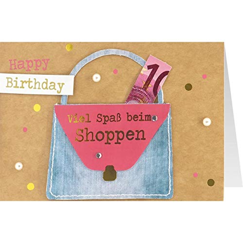 Sheepworld, Gruss und Co. - 90759 - Klappkarte, mit Umschlag, Jeans, Nr. 27, Geldgeschenk, Happy Birthday, Viel Spass beim shoppen von Gruss und Co