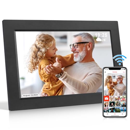 Gsituk Frameo Digitaler Bilderrahmen WLAN App 10,1 Zoll 1920 * 1200 HD Touchscreen Elektronischer Bilderrahmen Fernfreigabe von Bildern, Automatischer Drehung, Geschenk für Großeltern von Gsituk