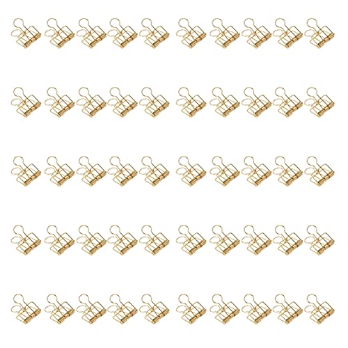 50pcs Hohlpapier Clips, 32 mm Metall mittelgroße Büroklammerpapier Organizer für Papierkram nähen Handwerk Kinder Lehrer Futterpakete (Gold) von Gsycle