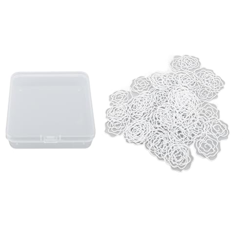 50pcs Rosenförmige Papierclips, niedliche Mini -Papierklammern dekorative Metallpapierklammern mit Aufbewahrungsbox für Büro -Home -Schreibtisch Organisatoren (Weiß) von Gsycle