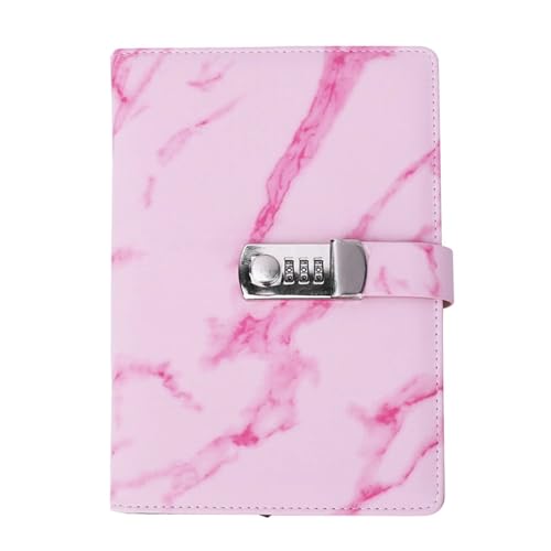 Gsycle Password Book With Lock, PU Leather Vintage Marbled A5 Lock Journal Diary Book Vintage Notebook For Office School Supplies (Pink-marble codebook) von Gsycle