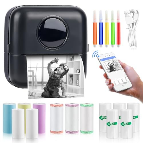GuKKK Mini Drucker, Mobiler Fotodrucker, Tragbarer, Wireless Thermodrucker, mit 13 Rollen Druckerpapie und 5 Buntstifte, für Lernhilfe,Lernnotizen,Journal,Notizen,Liste GuKKK Mini Drucker, Mobiler Fotodrucker, Tragbarer, Wireless Thermodrucker, mit 13 Rollen Druckerpapie und 5 Buntstifte, für Lernhilfe,Lernnotizen,Journal,Notizen,Liste von GuKKK
