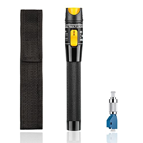 Guakiili 50MW FTTH Glasfasertester, visueller Fehlerorter in Stiftform mit FC-LC-Adapter, Rotlichtstift für Glasfaserlicht, Tester für optische Kabel 50 km (Gelb) von Guakiili