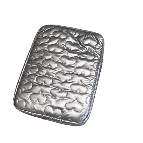 Guangcailun Laptop Aufbewahrungstasche, sicherer Sitz, Flauschige Konstruktion, reichlich Polsterung, 10 Zoll Perlen Tablet Aufbewahrungstasche, Love Bow Aufbewahrungstasche, Silbergrau, 13 14 Zoll von Guangcailun