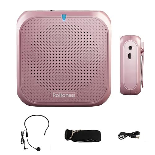 Sprachverstärker Mini Lautsprecher Ultraleicht Wiederaufladbar Stimmverstärker Megaphon mit Mikrofon 5W USB U Disk/TF für Trainer Lehrer Reiseführer Referent Vorträge (Rotgold) von Guangyu