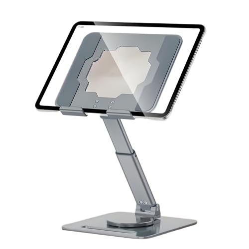 360° drehbarer Tablet-Ständer – Verstellbarer iPad-Tablet-Halter für Schreibtisch, faltbarer iPad-Schwenkständer für Zuhause & Büro (mattes Grau) von GuaziV