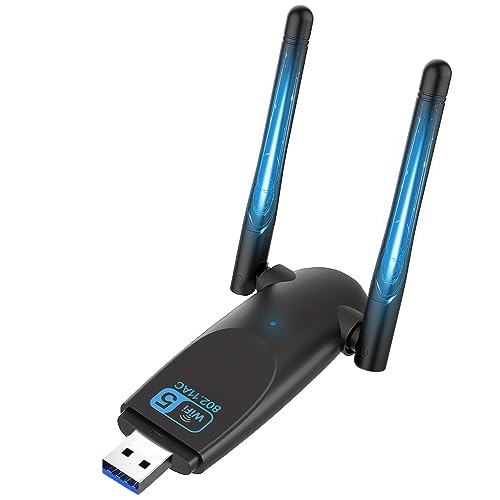 USB WLAN Stick für PC, 1300Mbps USB 3.0 WLAN Adapter PC mit 2 x 5dBi Antenna für 2.4GHz/5.8GHz Dual Band Internet Stick PC/Desktop/Laptop, Kompatibel mit Windows 11/10/8/7/Vista/XP, Mac OS von Gubbett