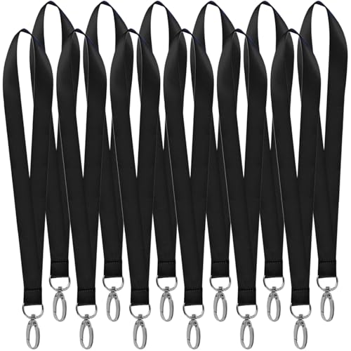 12 Stück Abzeichen Lanyards, Lanyard Schwarz Lang, Neck Strap Lanyard Polyester Schlüsselband mit Swivel Schließe, Schlüsselbänder zum Umhängen Umhängeband Lanyards für Schlüssel, Büro ID Karte von Gudalea