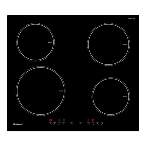 Gudsunal Induktionskochfeld 60 cm, 7200W, kontinuierliche Niedrigleistungsheizung, Booster, 9 Heizstufen, Timer, automatische Abschaltung, Kindersicherung, Pfannensensor von Gudsunal