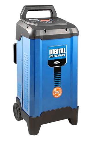 Güde Batterielader Digital GDB 24V/12V-250 (Inverter KFZ-Ladegerät, für 12V/24V Batterien, 20-550 Ah, LED-Anzeige, Starthilfefunktion, Rettungsfunktion, Erhaltungsladegerät, vollautomatisch, 2 Rollen) von Güde