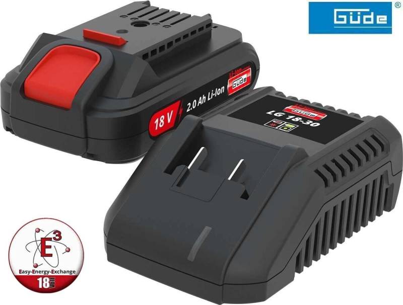 Güde GÜDE Starterset Systemladegerät + 18V E³ Systemakku 2 Ah LGAP 18-3020 Akku Starter-Set von Güde