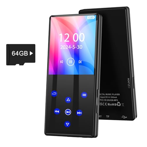 Gueray 128GB MP3-Player mit Bluetooth 5.0 Tragbarer Digitaler Musikspieler mit HiFi-Sound Eingebauter FM-Radio Lautsprecher Unterstützung Sprachrekorder TF-Karte von Gueray