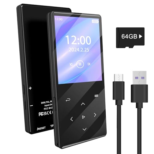 Gueray 128GB MP3-Player mit Bluetooth 5.0 Tragbarer digitaler Musikspieler mit HiFi-Sound Eingebauter Lautsprecher Unterstützung FM-Radio Sprachrekorder TF-Karte von Gueray