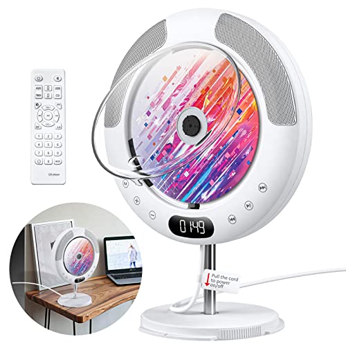 Gueray CD Player Bluetooth mit Touch-Taste Lautsprecher CD-Player für Wandmontage Unterstützt Fernbedienung Anzeige FM-Radio USB- und TF-Kartenwiedergabe 3,5 mm AUX Staubschutzhülle Zugschalter-Design von Gueray