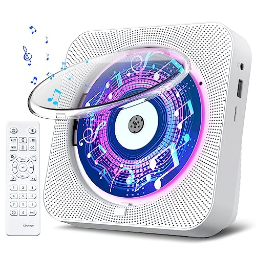 Gueray CD Player Radio mit CD Player Bluetooth Dualmodus mit Lautsprecher Fernbedienung Staubschutz LED-Bildschirm Timer Unterstützt AUX USB TF Karte Wiedergabe von Gueray