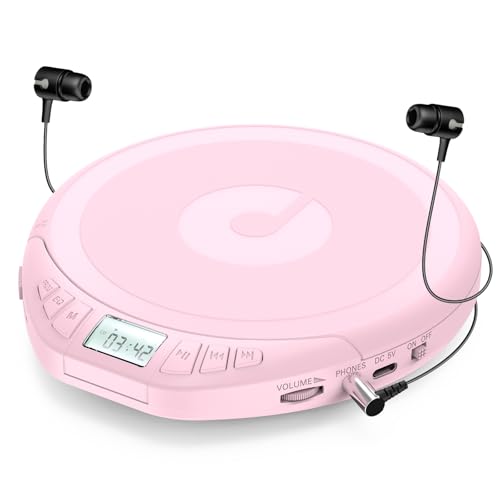 Gueray CD Player Tragbar Kinder Tragbarer CD-Player fürs Auto Discman mit Kopfhörer LCD-Display Unterstützung ASP PROG Speicherfunktion Repeat-Funktion Sound-Effekt Rosa Gueray CD Player Tragbar Kinder Tragbarer CD-Player fürs Auto Discman mit Kopfhörer LCD-Display Unterstützung ASP PROG Speicherfunktion Repeat-Funktion Sound-Effekt Rosa von Gueray