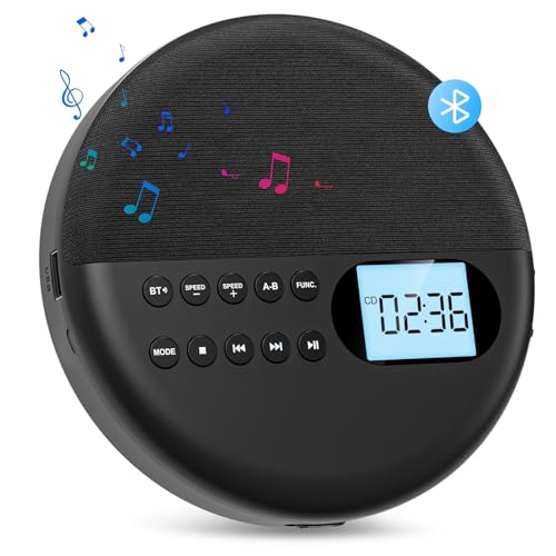 Gueray CD Player Tragbar mit Bluetooth Tragbarer CD Player mit Lautsprecher Integrierte 1500mAh Akku Unterstützung für USB mit 3,5 mm AUX-Kabel für Kinder Hörbücher Musikhören Gueray CD Player Tragbar mit Bluetooth Tragbarer CD Player mit Lautsprecher Integrierte 1500mAh Akku Unterstützung für USB mit 3,5 mm AUX-Kabel für Kinder Hörbücher Musikhören von Gueray
