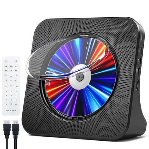 Gueray DVD Player CD Player Bluetooth CD-Player mit Lautsprecher Unterstützt Fernbedienung Anzeige FM Radio mit CD Player USB- Kartenwiedergabe 3,5 mm AUX Wecker Kopfhöreranschluss Staubschutzhülle von Gueray