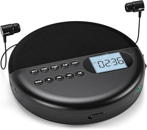 Gueray Tragbarer CD Player mit Bluetooth Lautsprecher Integrierte 1500mAh Akku CD Player Tragbar Unterstützung für USB mit 3,5 mm AUX-Kabel für Kinder Hörbücher Musikhören Gueray Tragbarer CD Player mit Bluetooth Lautsprecher Integrierte 1500mAh Akku CD Player Tragbar Unterstützung für USB mit 3,5 mm AUX-Kabel für Kinder Hörbücher Musikhören von Gueray