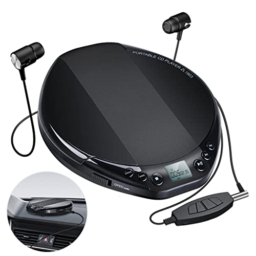 Gueray Tragbarer CD Player mit Kopfhörer Discman CD Player Tragbar mit 3,5 bis 3,5 mm AUX-Kabel LCD-Display ASP DIR 4 Wiedergabemodi von Gueray