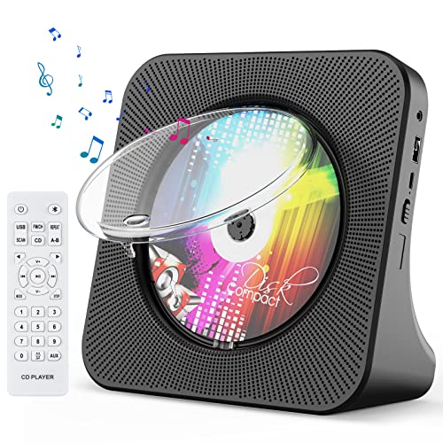 Tragbarer CD-Player, Bluetooth CD Kpop Player für Desktop mit HiFi-Sound-Lautsprecher, niedlicher FM-Radio-CD-Musik-Player für Zuhause mit Fernbedienung, Staubschutz, LED-Bildschirm, unterstützt von Gueray