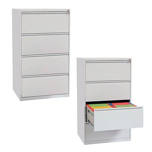 Gürkan Hängeregistraturschrank lichtgrau 4 Schubladen 76,0 x 62,0 x 132,0 cm von Gürkan