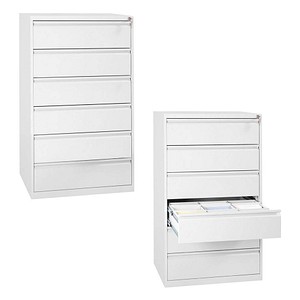 Gürkan Karteischrank reinweiß 6 Schubladen 76,0 x 62,0 x 132,0 cm von Gürkan
