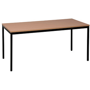 Gürkan Mehrzwecktisch buche rechteckig, Vierkantrohr schwarz, 160,0 x 80,0 x 75,0 cm von Gürkan
